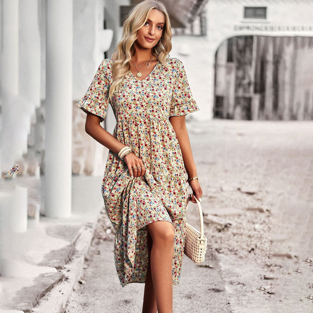Bloemenprint midi-jurk