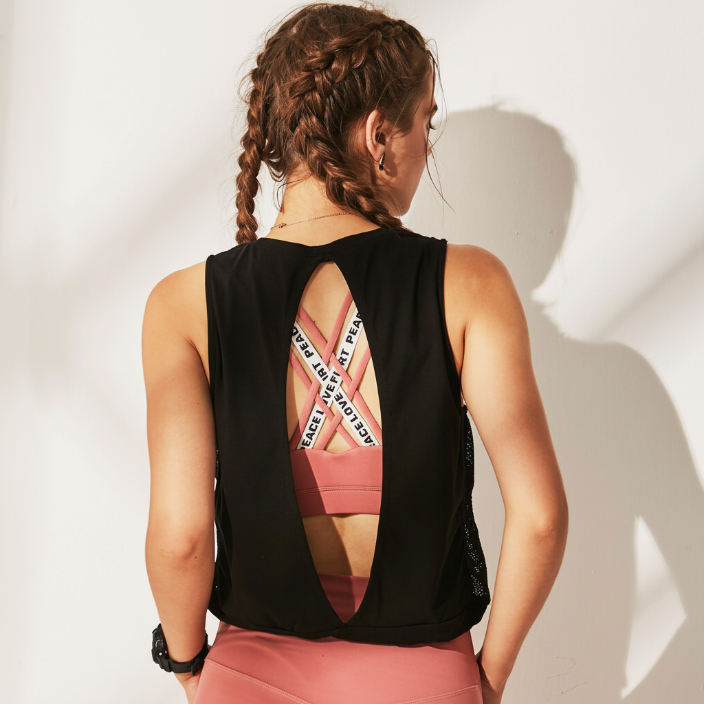 Mouwloze sporttop met ruguitsnijding