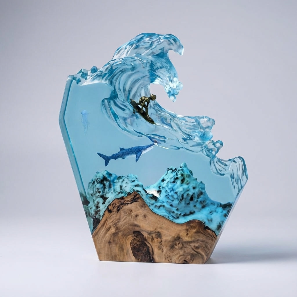 Artistieke lamp met oceaanthema