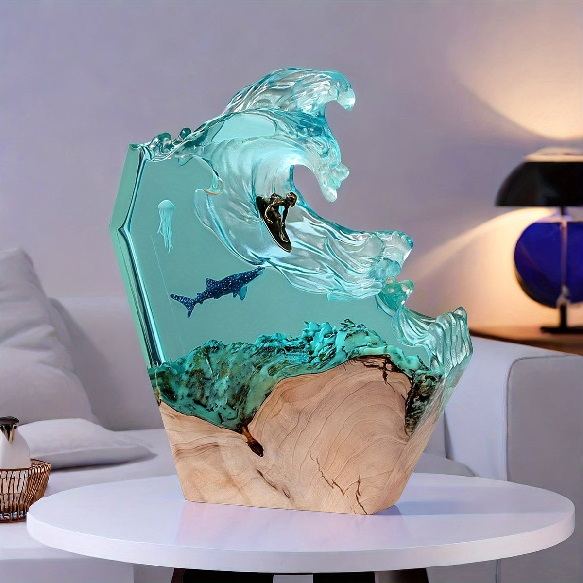 Artistieke lamp met oceaanthema