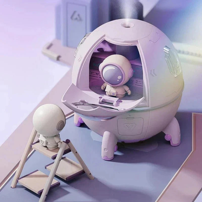 Draagbare astronauten-luchtbevochtiger met nachtlamp & aroma diffuser