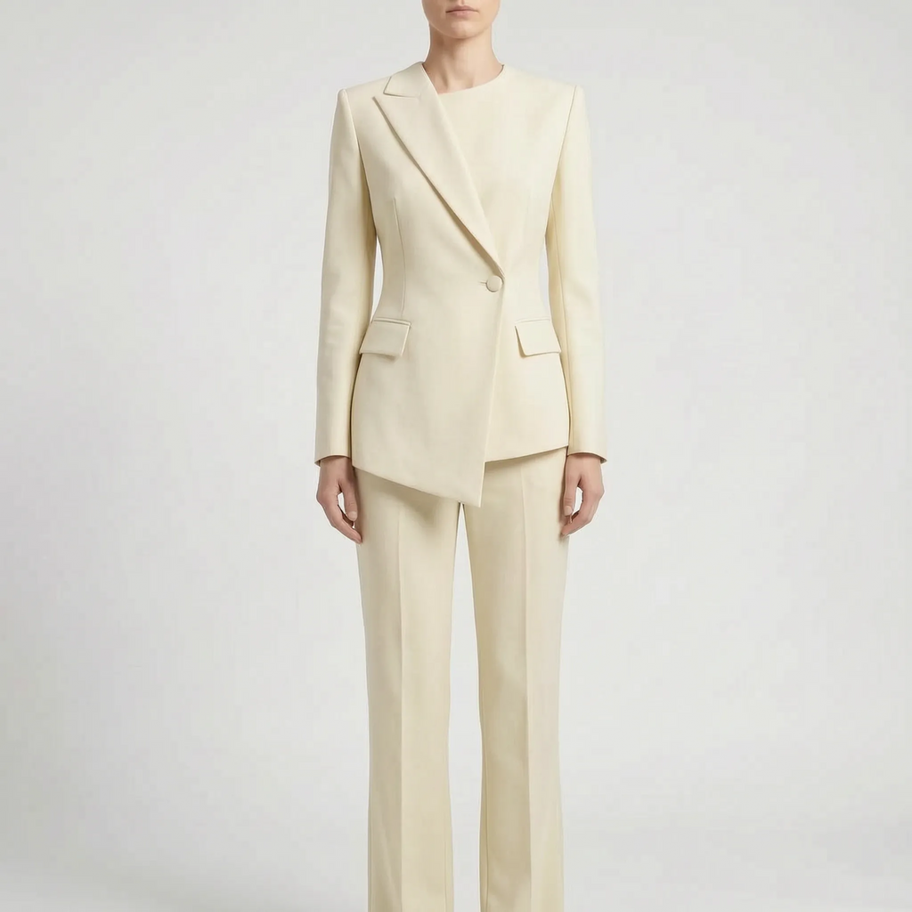 Asymmetrisch getailleerd broekpak dames — afbeelding 4