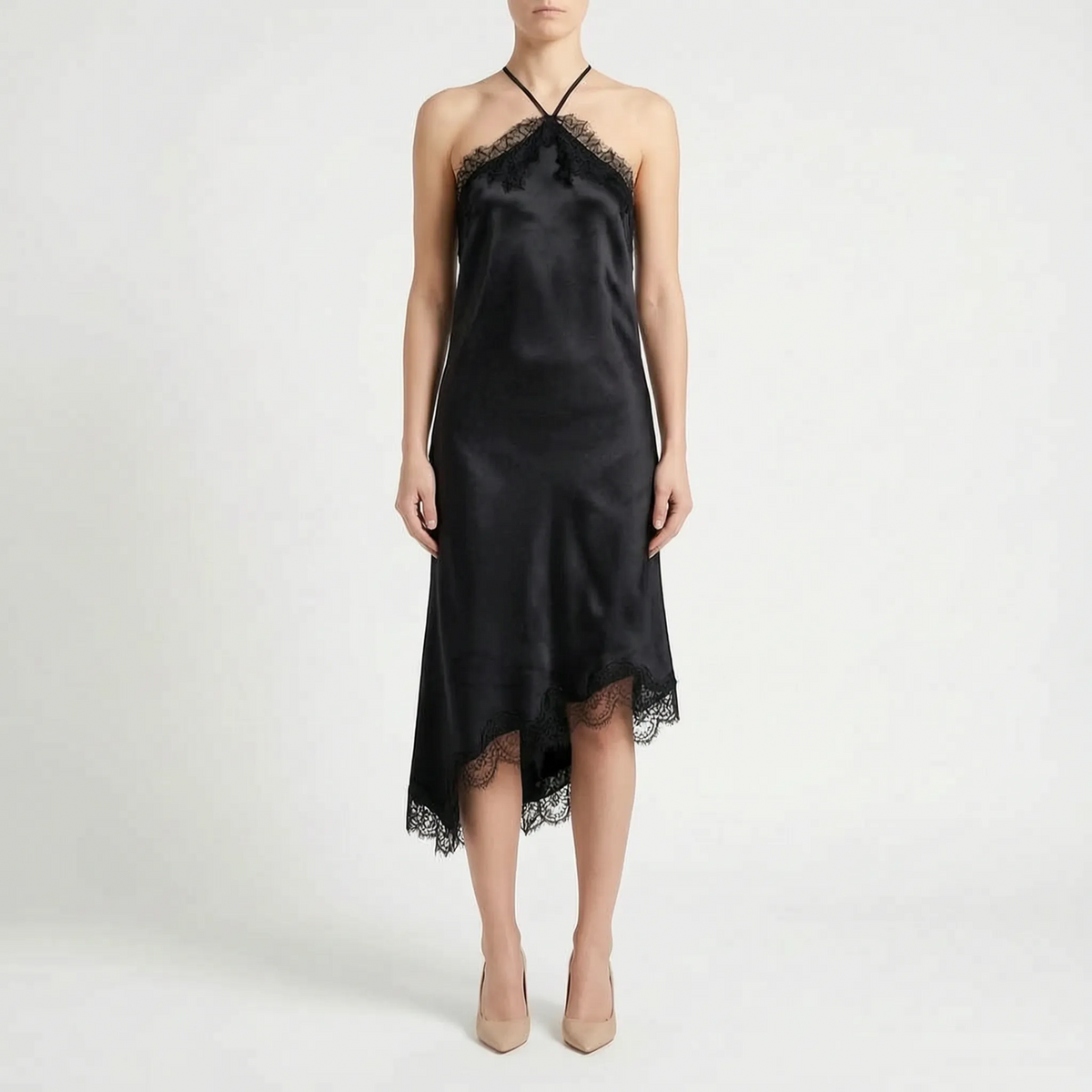 Asymmetrische midi-slipdress – Noor