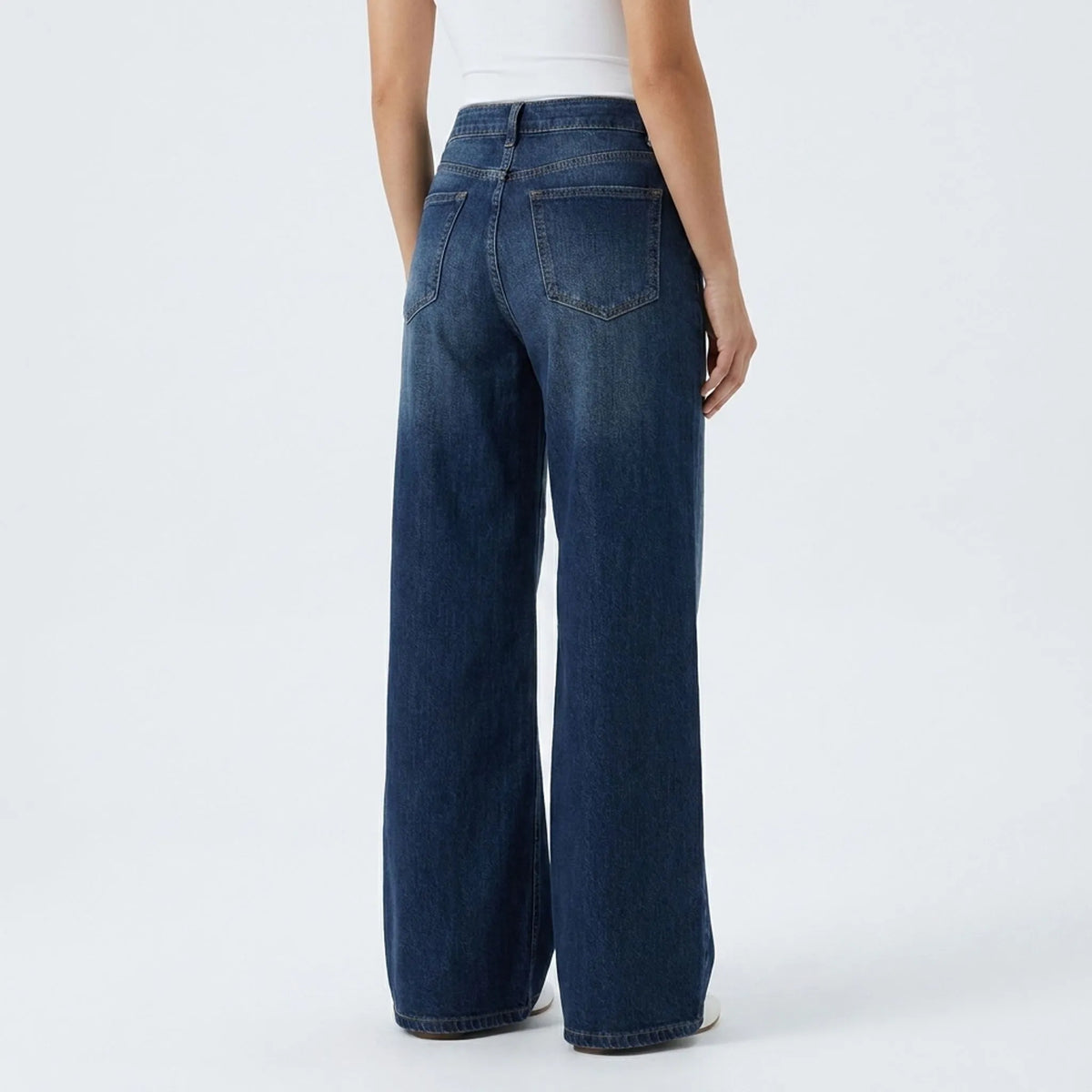 Asymmetrische wijde jeans met hoge taille