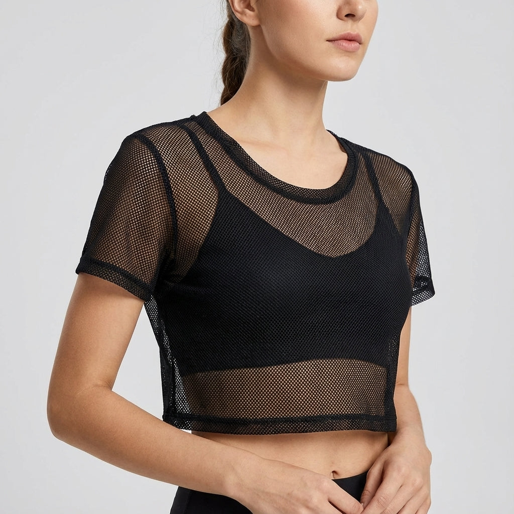 Ademend sporttops van net