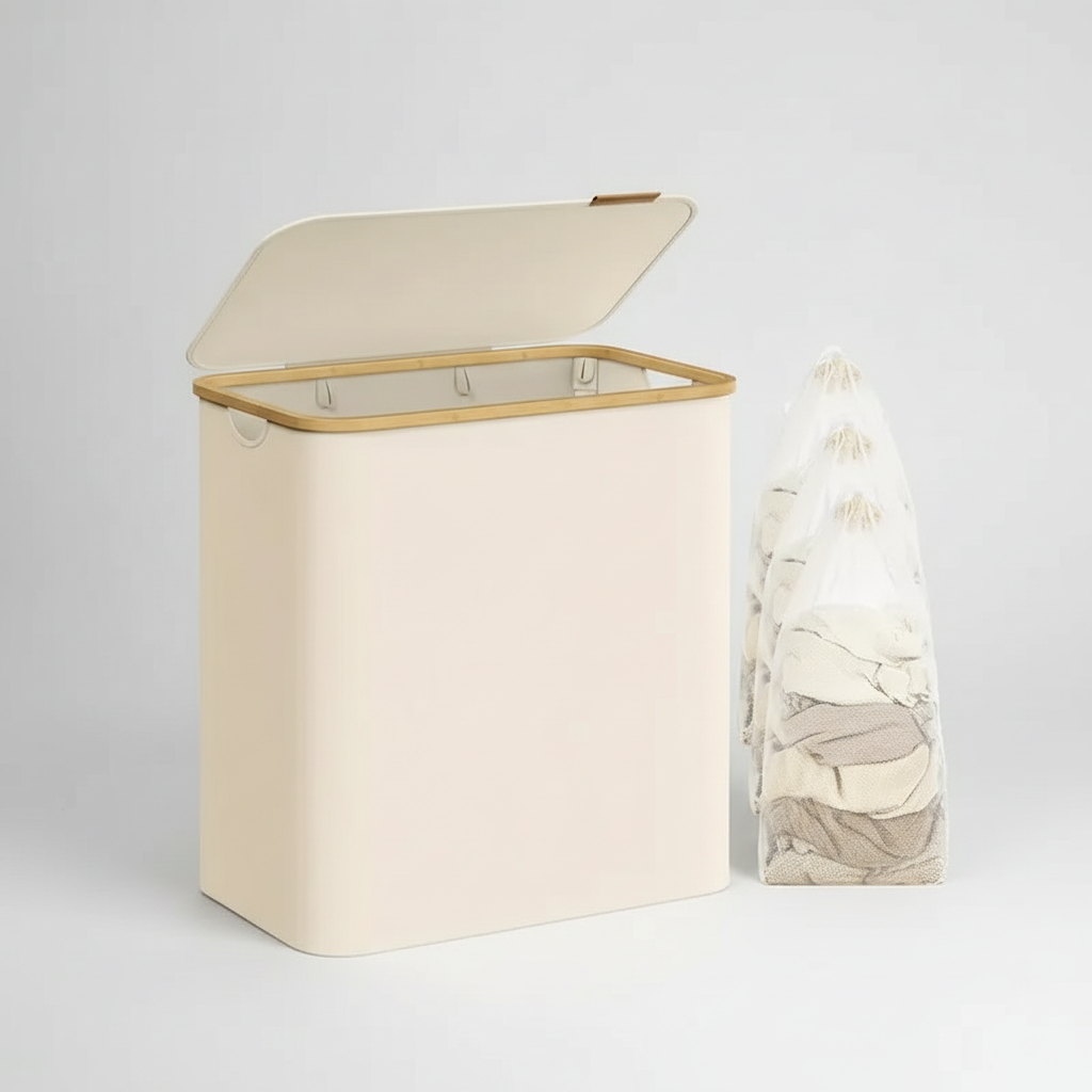 Ademend textiel wasmand