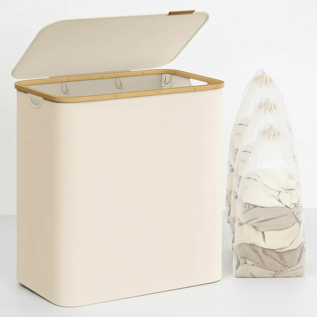 Ademend textiel wasmand
