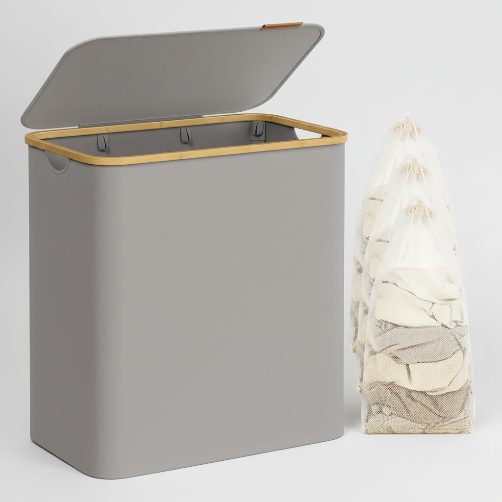Ademend textiel wasmand