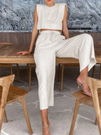 Tweedelige zomer set met crop-top en broek