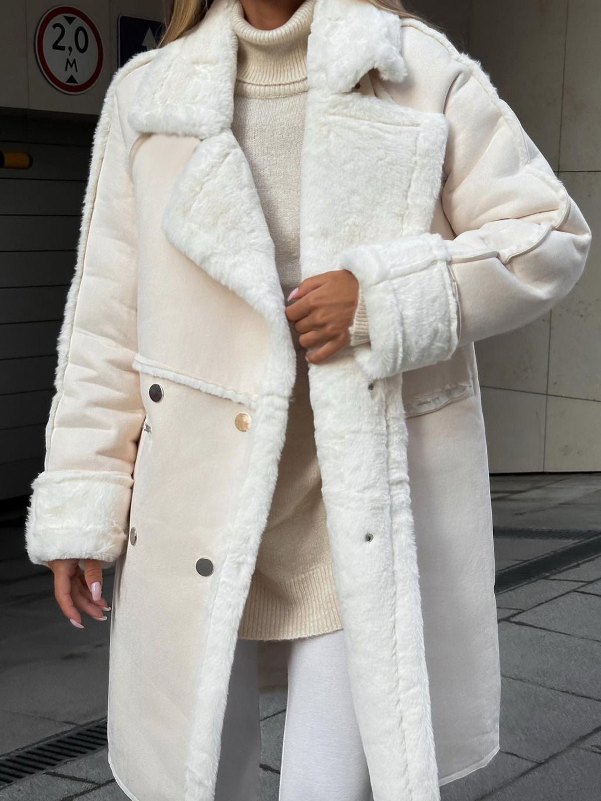 Lange polar fleece damesjas