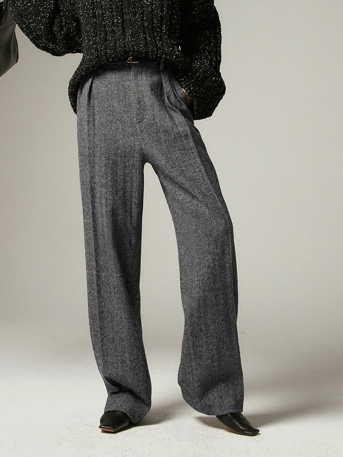 Grijze wijde broek voor dames