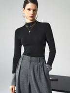Long sleeve contrast top voor dames