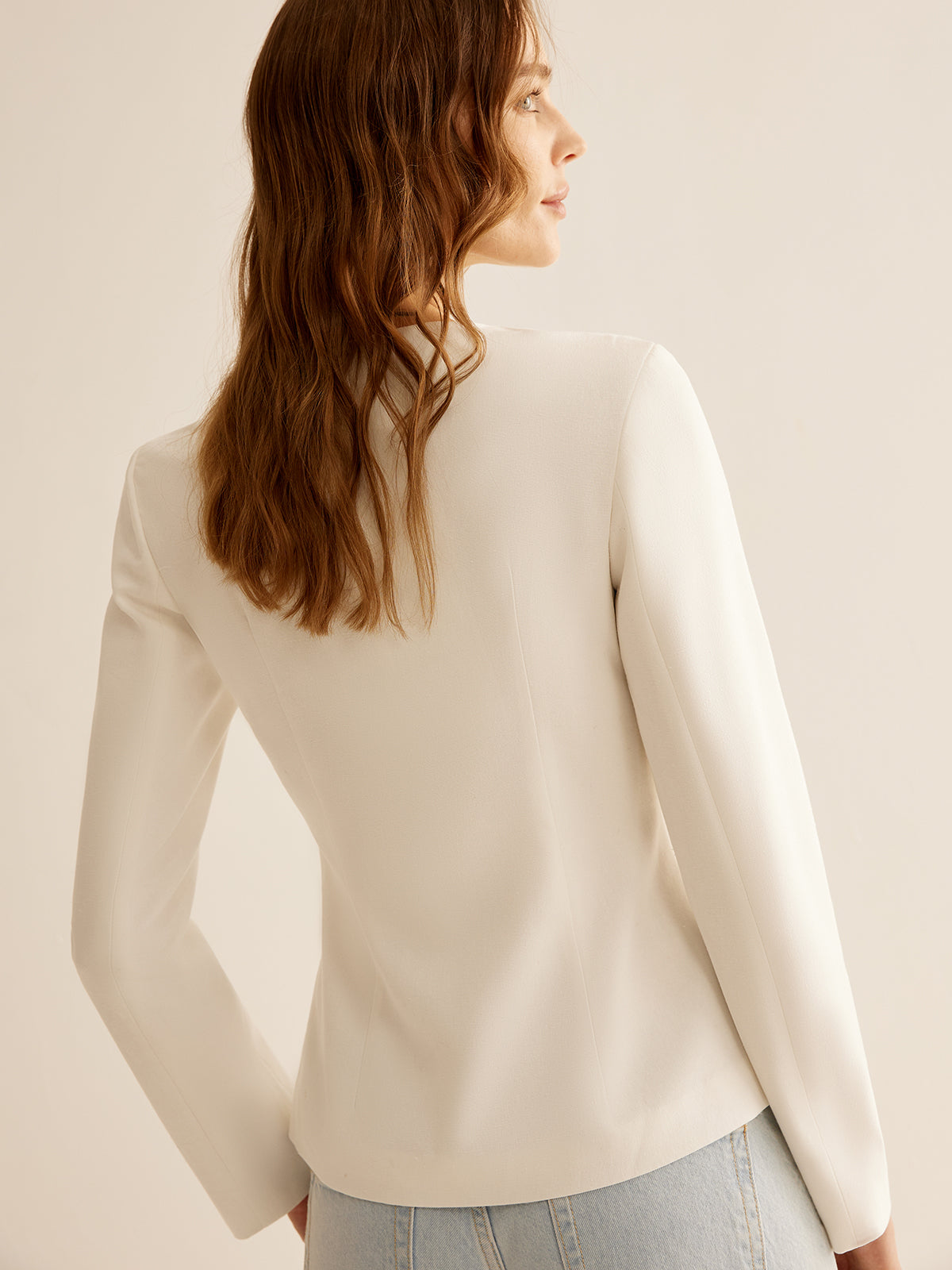 Witte slimfit dames blazer