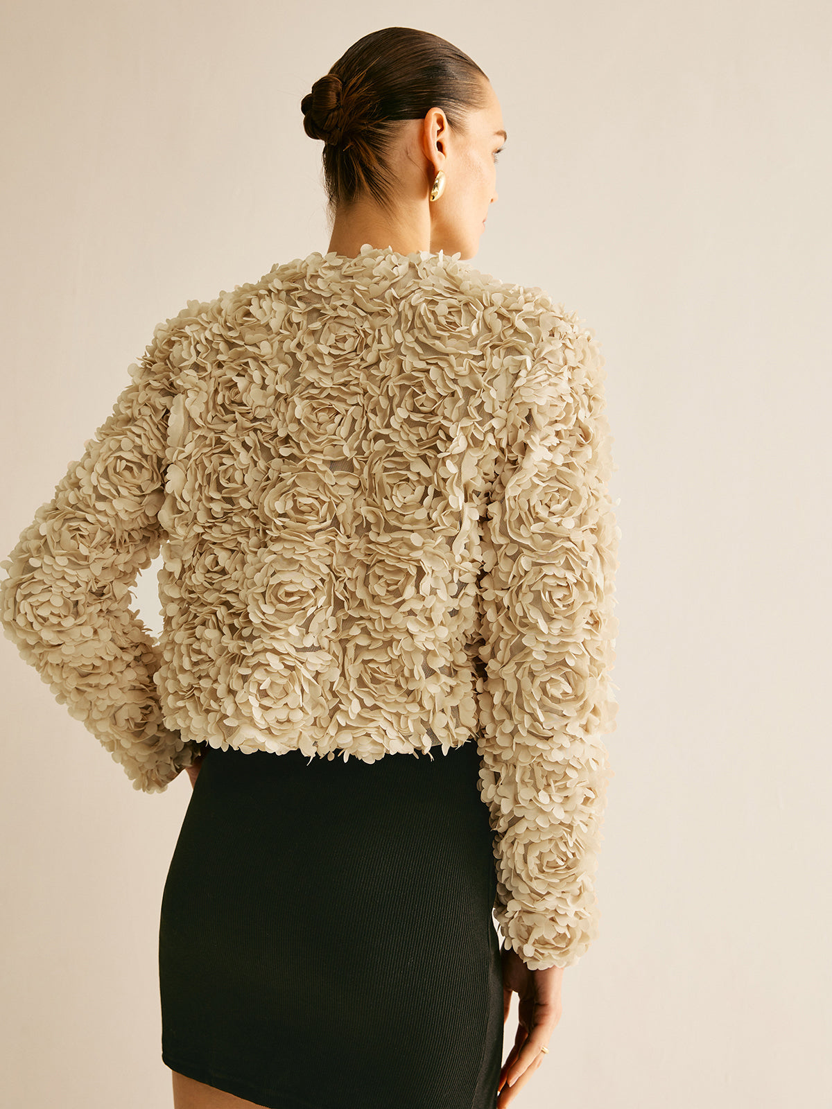 Beige crew neck blazer voor dames