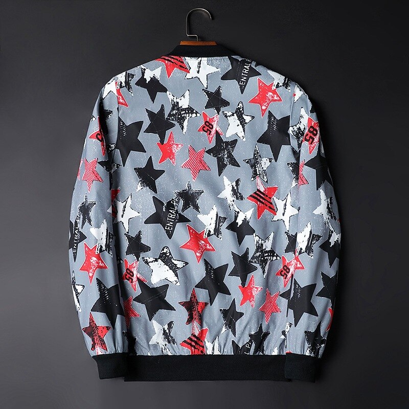 Heren bomberjack met abstracte print