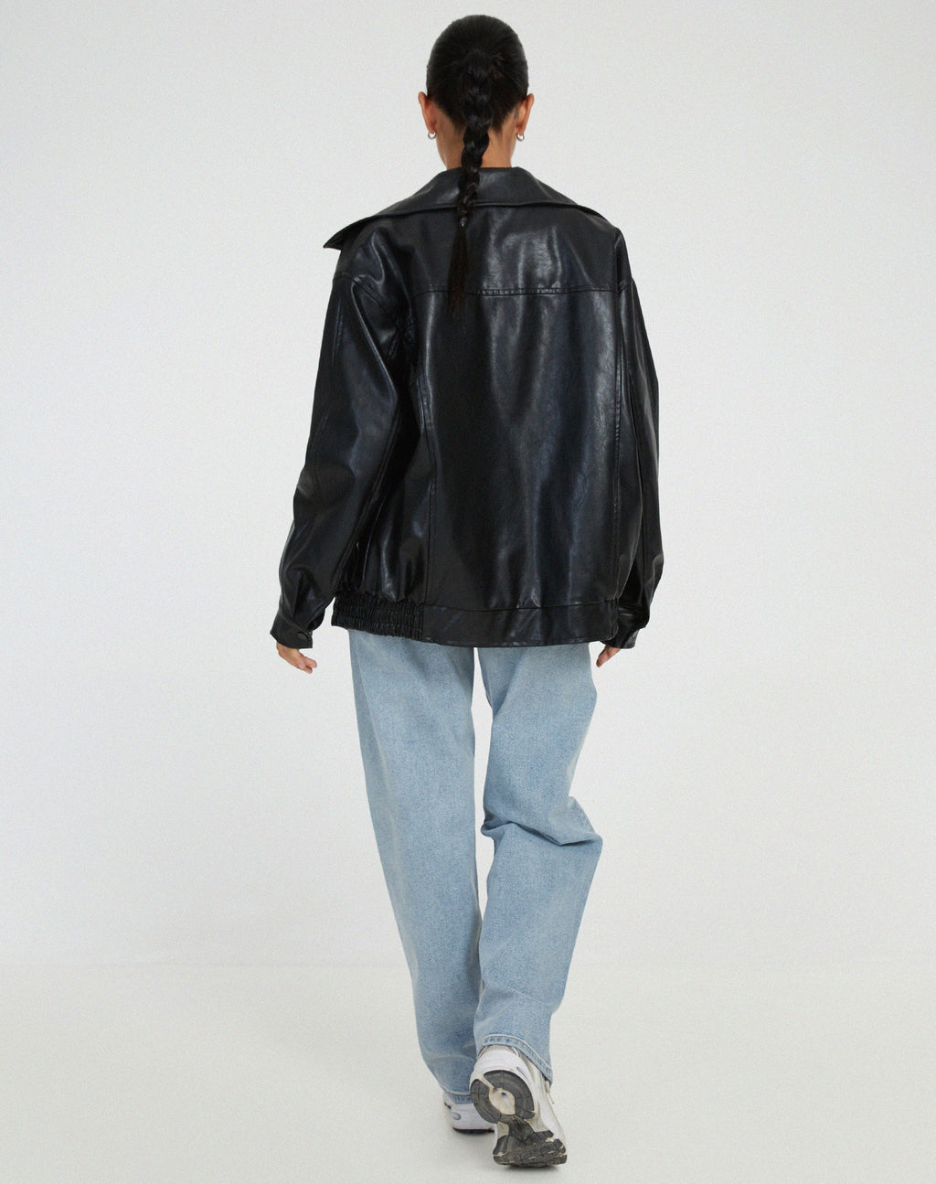 Oversized los leren damesjasje