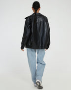 Oversized los leren damesjasje