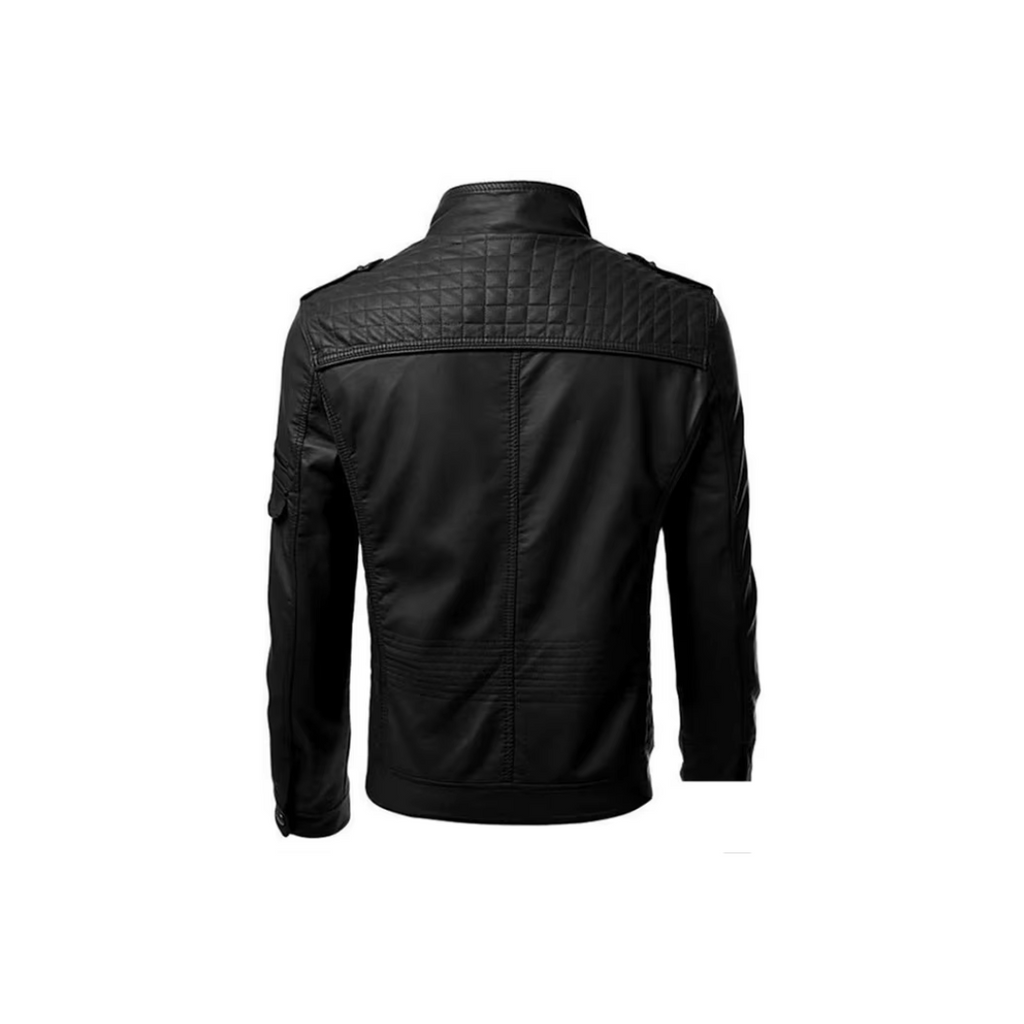 PU-leren herenjack met afneembare capuchon