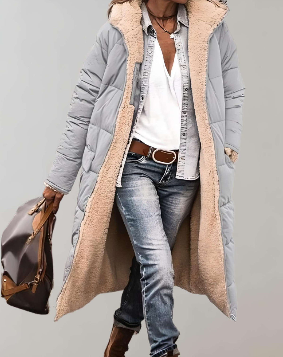 Giovanna | Damespufferjas met fleecevoering en hoge kraag