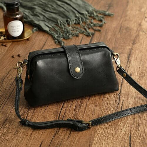Leder retro crossbody handtas – materiaal: Italiaans gelooid leer — afbeelding 10
