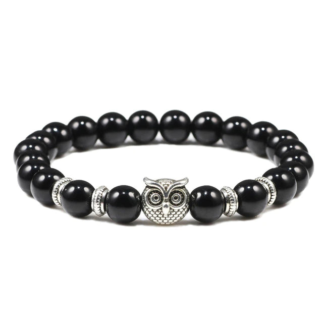 Bedelarmband met natuurstenen en uil