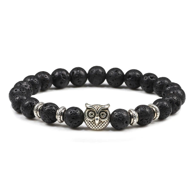 Bedelarmband met natuurstenen en uil