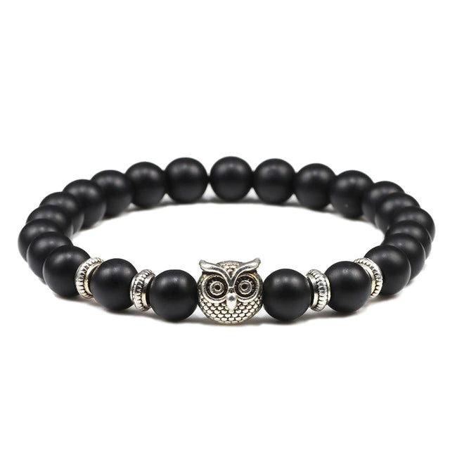 Bedelarmband met natuurstenen en uil