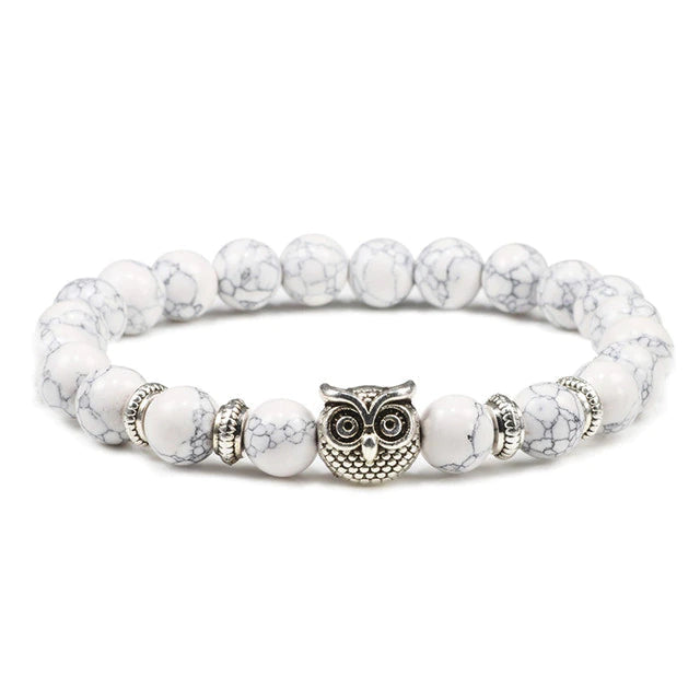 Bedelarmband met natuurstenen en uil