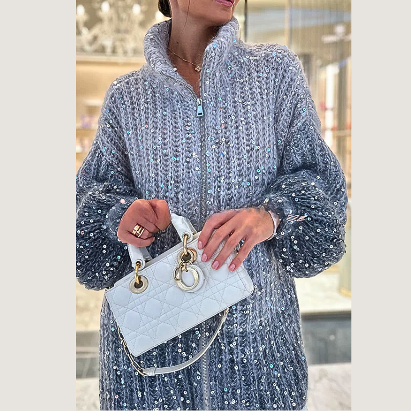 Feestelijke gebreide cardigan met pailletten