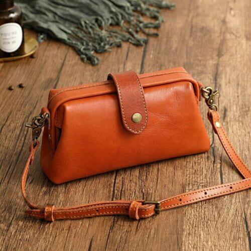 Leder retro crossbody handtas – materiaal: Italiaans gelooid leer — afbeelding 11