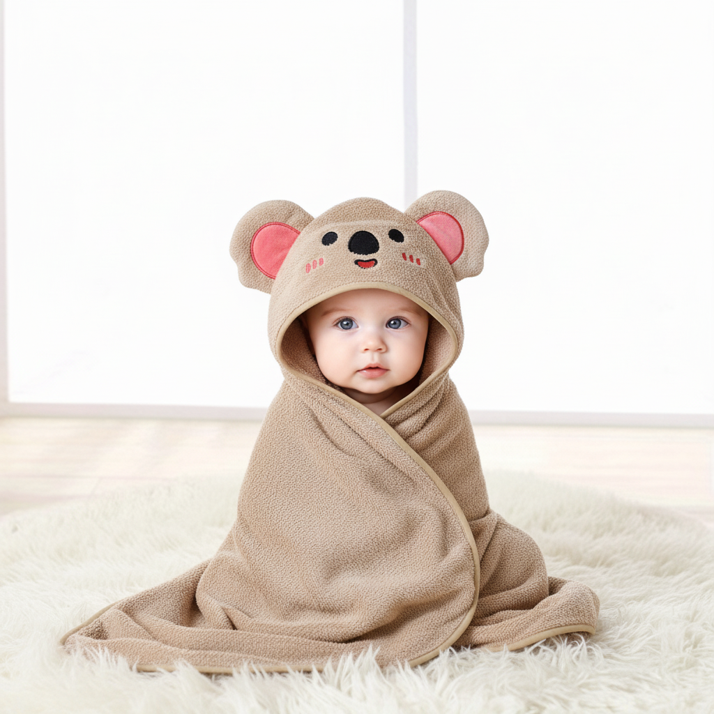 Baby badmantel met capuchon