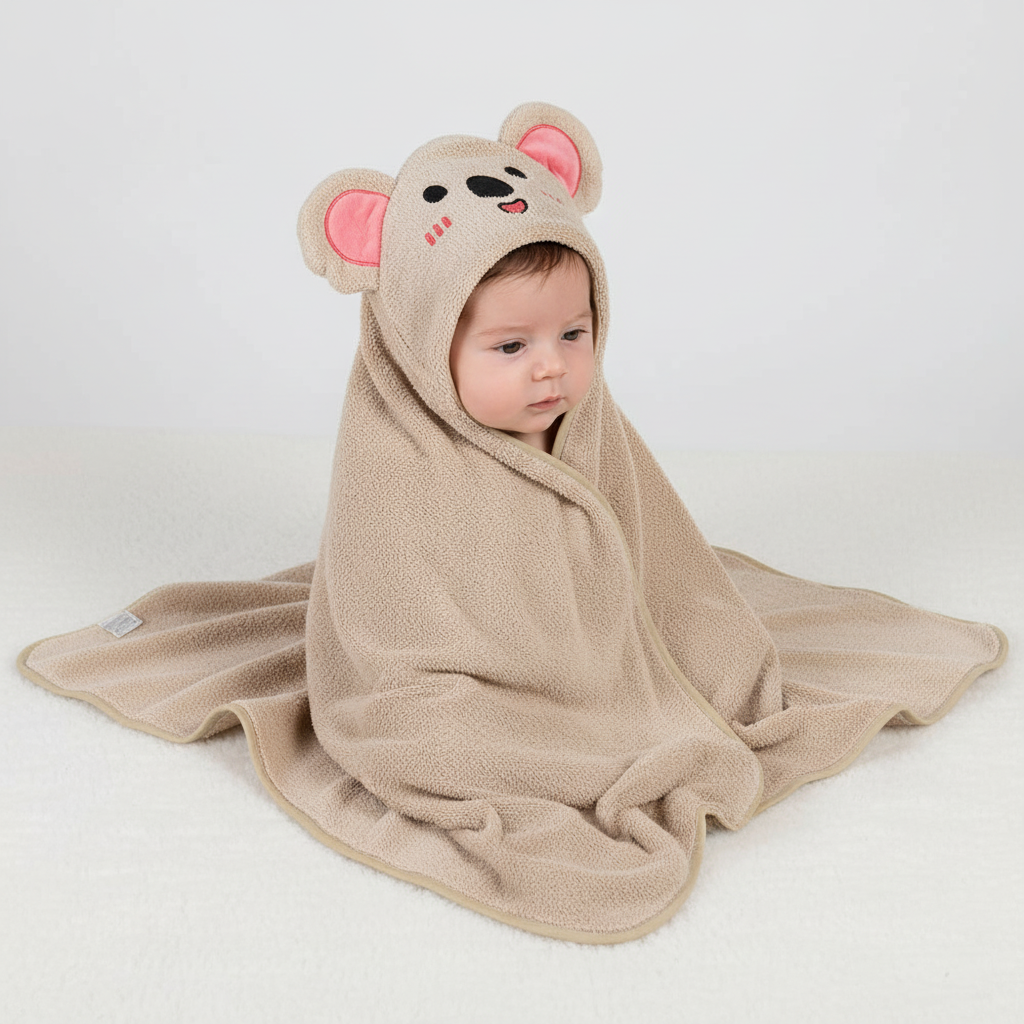 Baby badmantel met capuchon