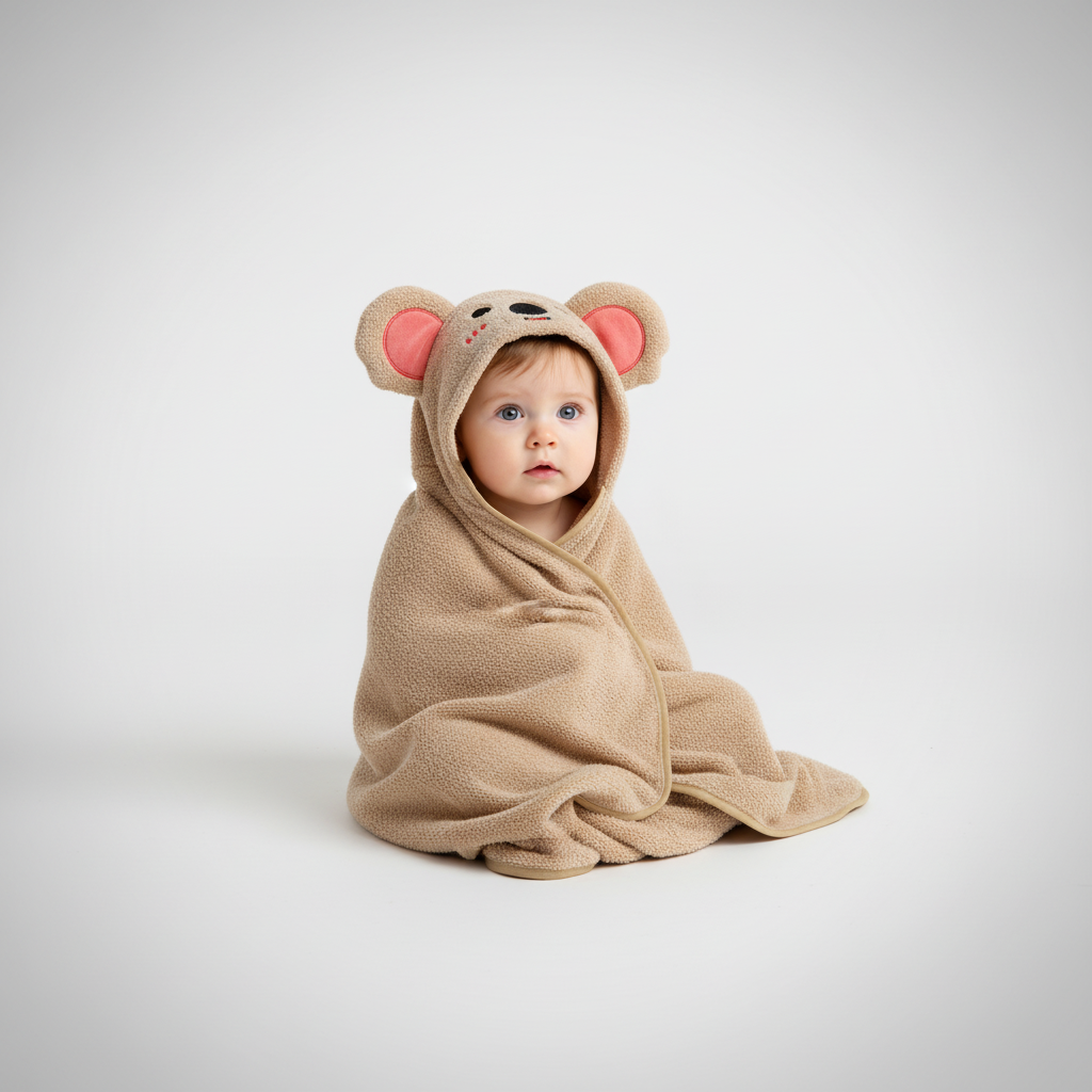 Baby badmantel met capuchon
