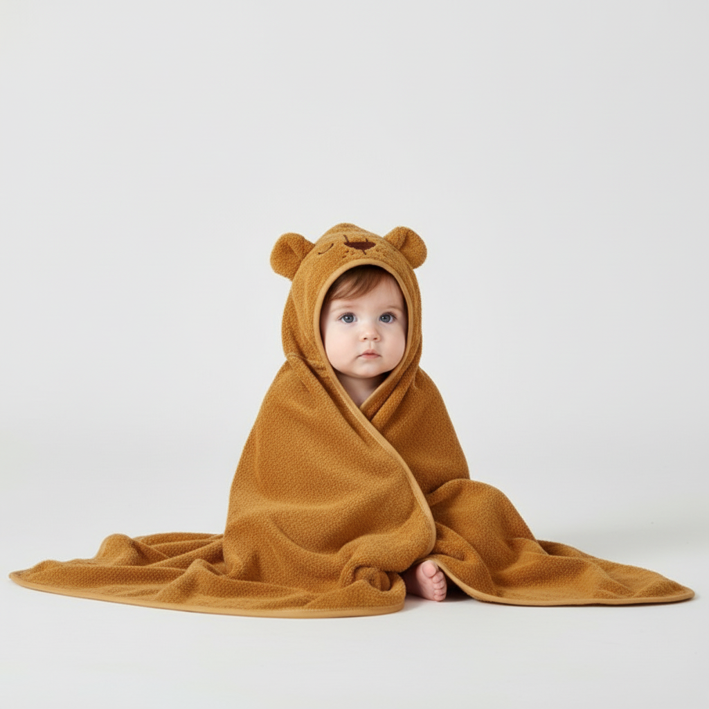 Baby badmantel met capuchon