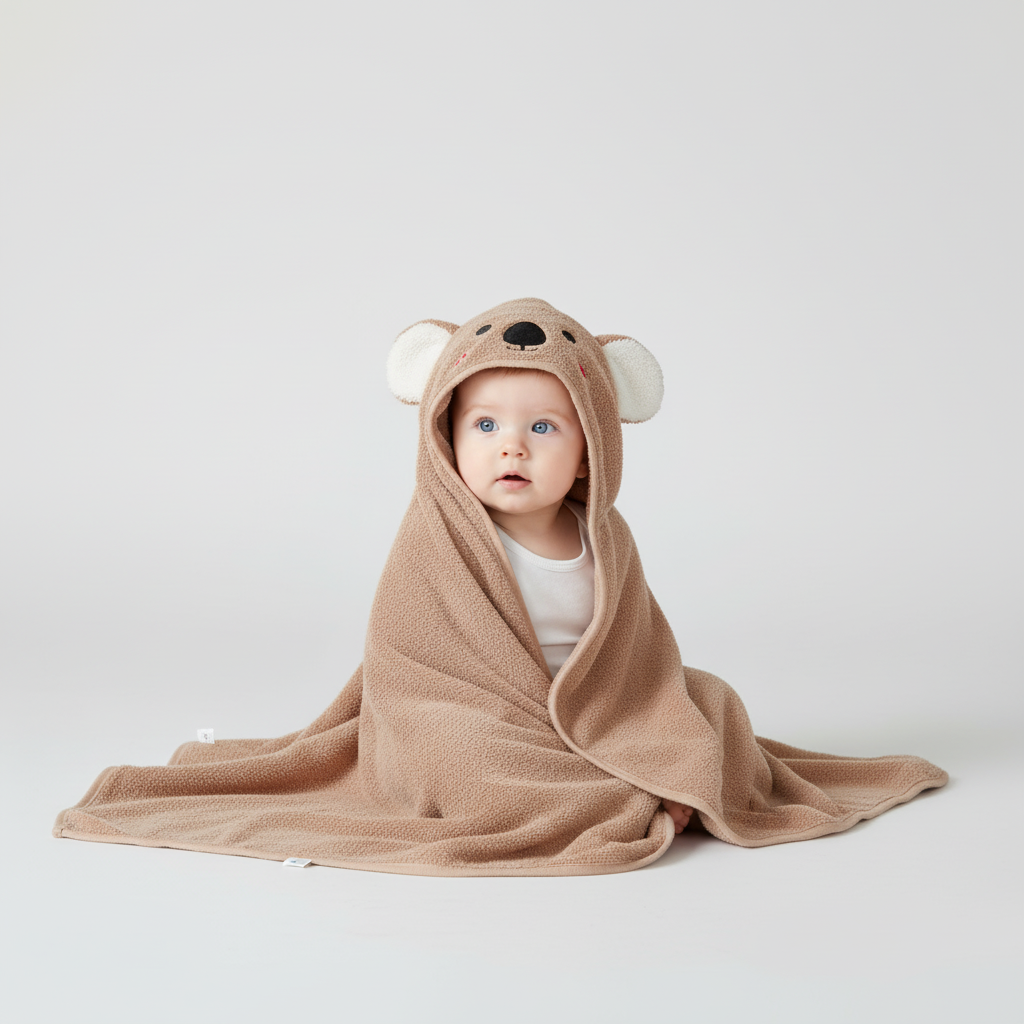 Baby badmantel met capuchon