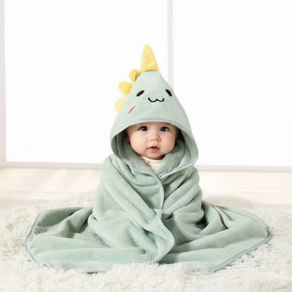 Baby badmantel met capuchon