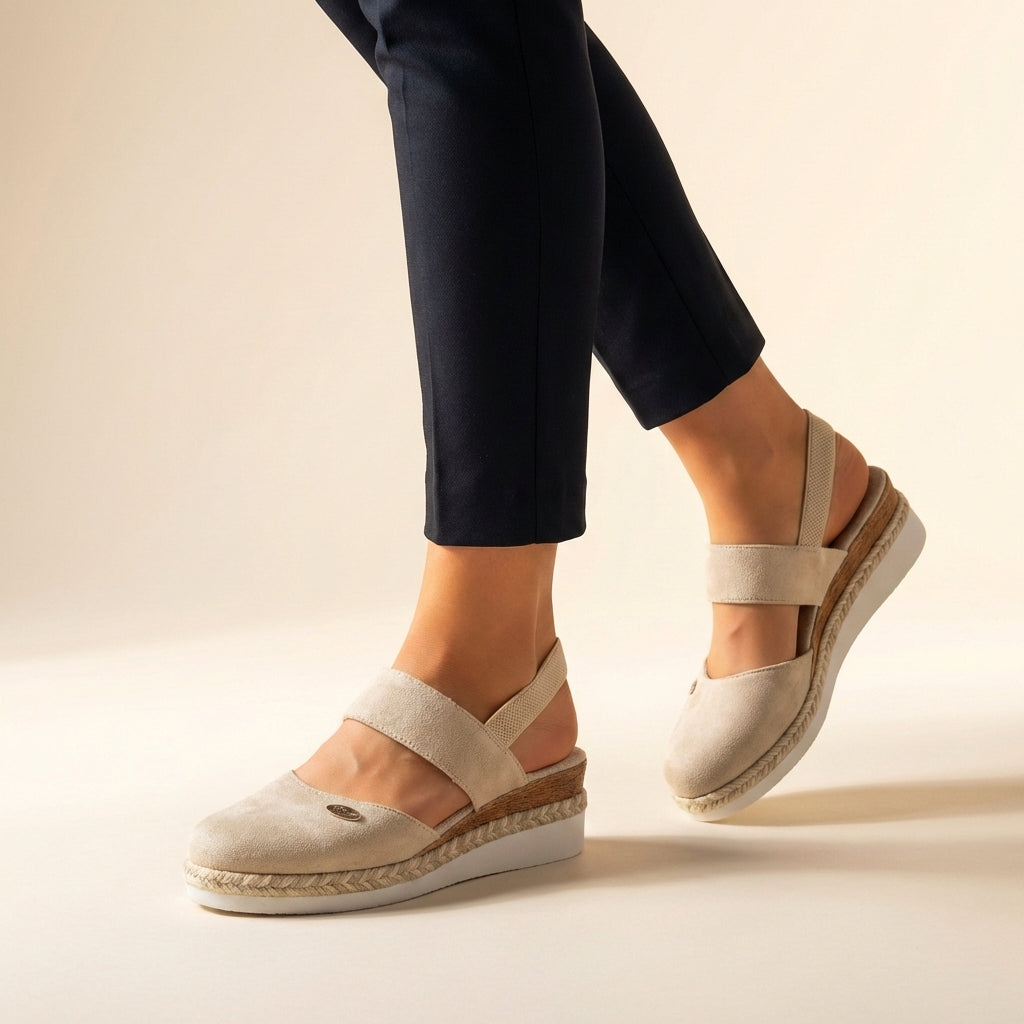 Damesespadrillesandalen met platformzool