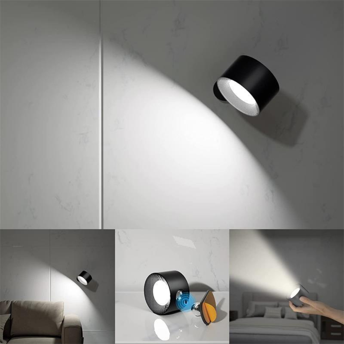 Luma360 – draadloze oplaadbare 360° muurlamp