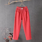 Linnen broek met elastische taille