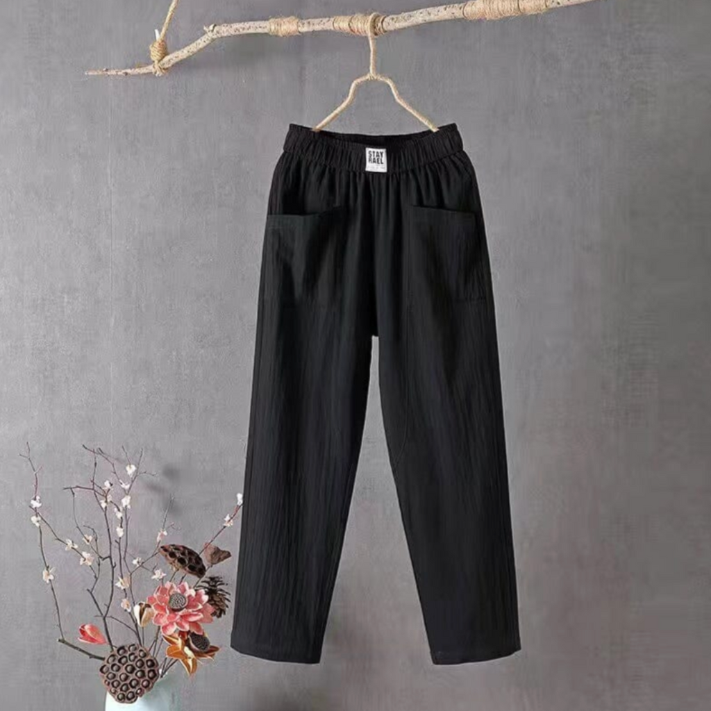 Linnen broek met elastische taille