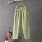 Linnen broek met elastische taille