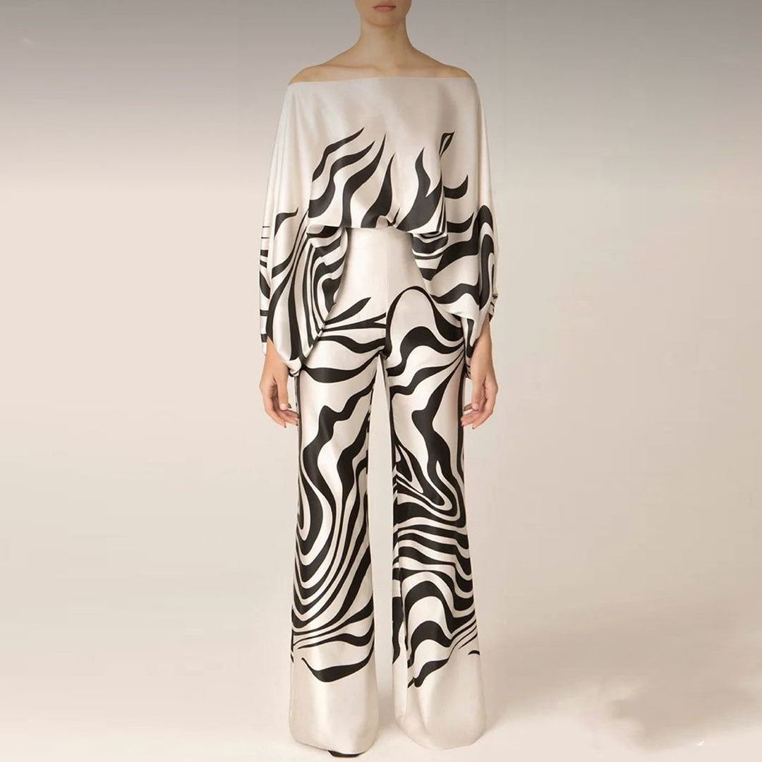 Tweedelige dames set met print & losse pasvorm