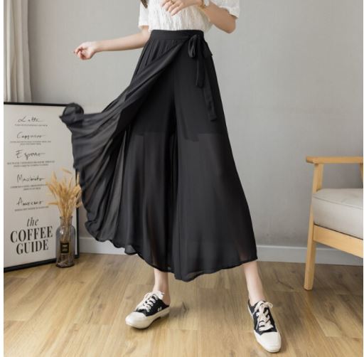 Geplooide broek van chiffon