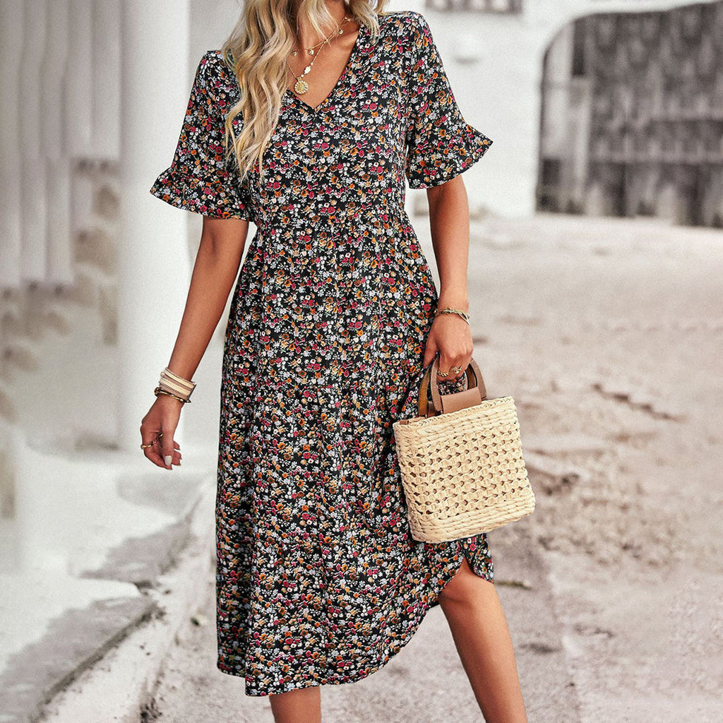 Bloemenprint midi-jurk