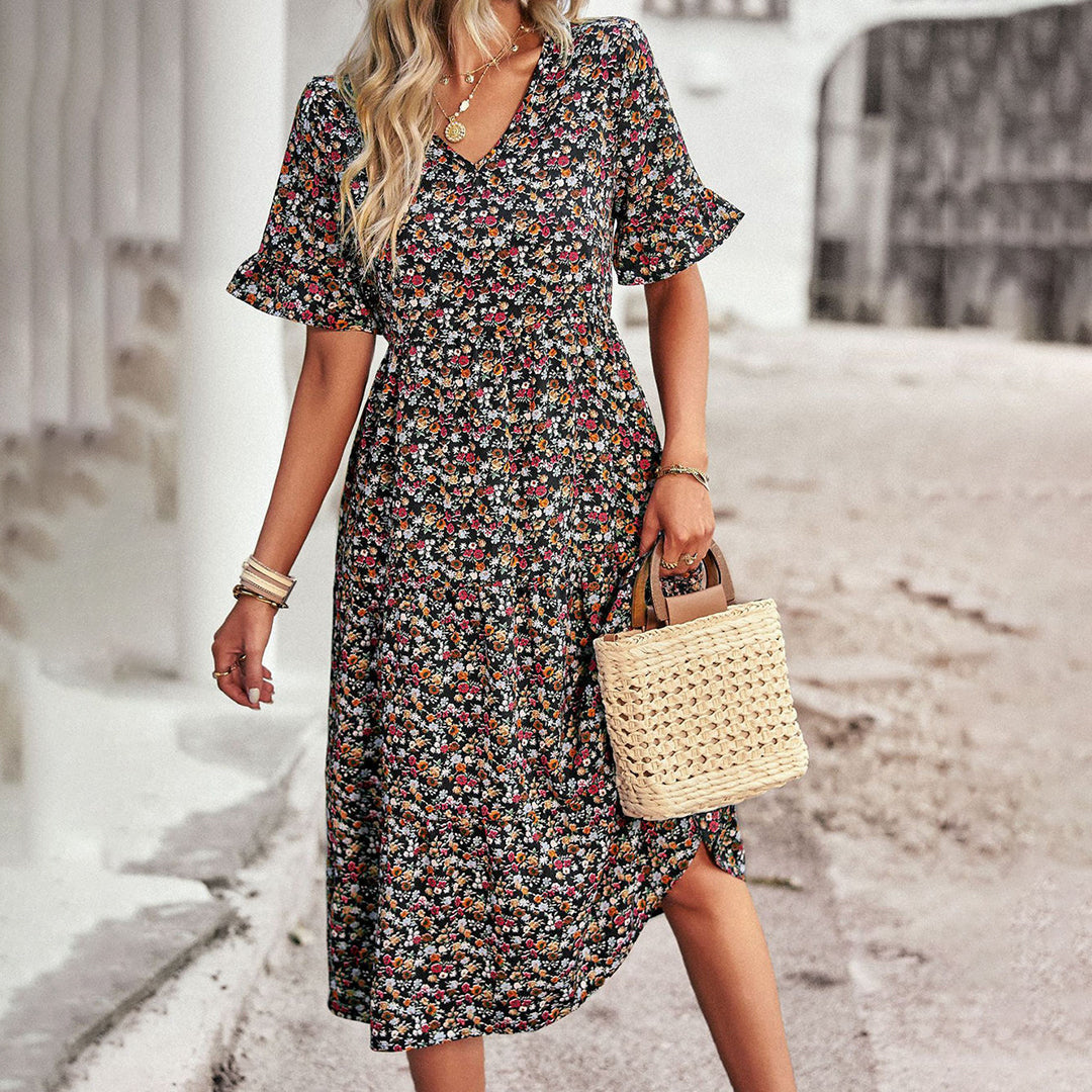 Bloemenprint midi-jurk