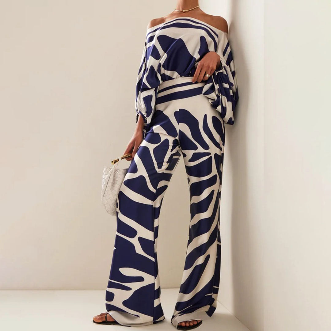 Tweedelige dames set met print & losse pasvorm