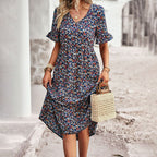 Bloemenprint midi-jurk