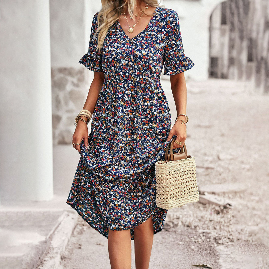 Bloemenprint midi-jurk