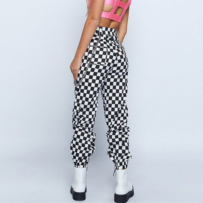 Geblokte broek met ketting Milou