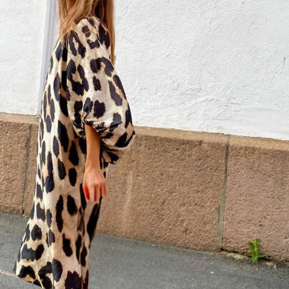Loose-fit panterprint jurk